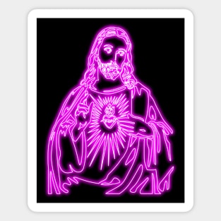 Sacred Heart of Jesus Christ - pink neon Magnet